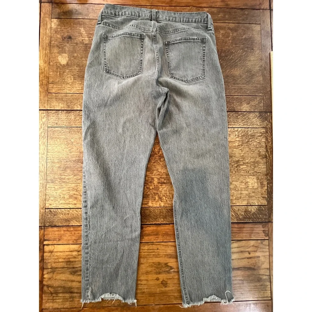 GAP Cheeky Straight High Rise 32 14T frayed hem grey denim jeans Tall XL